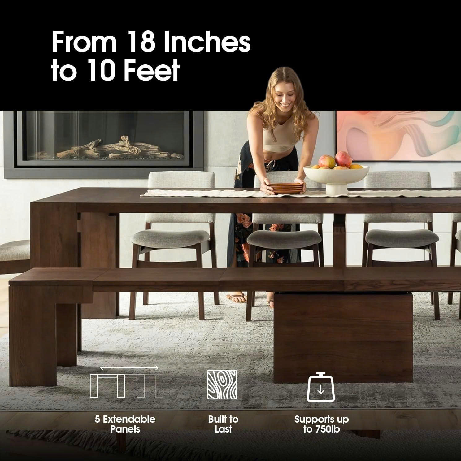 Transformer Table Dining Table Set for 8 People, Extendable Wooden ...